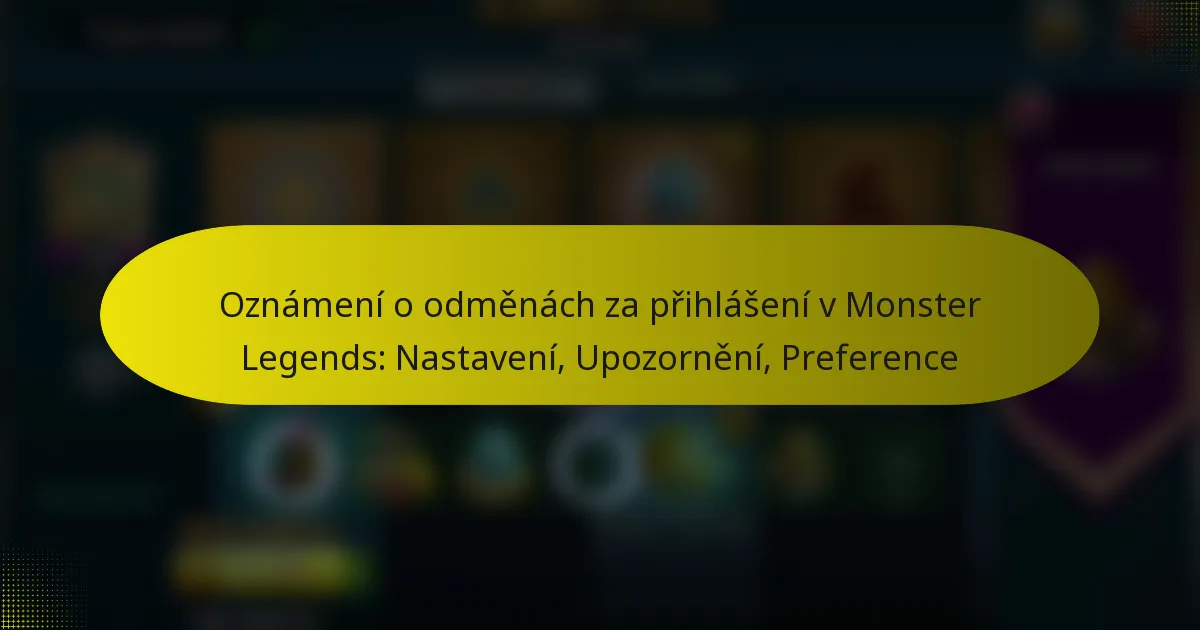 Oznámení o odměnách za přihlášení v Monster Legends: Nastavení, Upozornění, Preference
