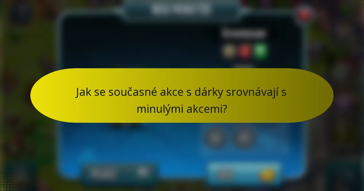 Jak se současné akce s dárky srovnávají s minulými akcemi?